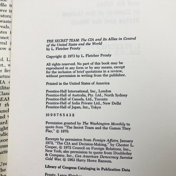 The Secrete Team L F Prouty HBDC 1973 First Edition 2nd Printing - Picture 8 of 12